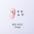 Detailed view of silver heart nail charms 5x5mm shown on white textured fabric - 8323 Silver Border White Heart (5*5mm)