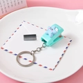 Cute sky blue mini stapler keychain with blue star charm and staple set - Blue Star