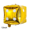 12-inch golden cube foil balloon with white dots for casino theme party decorations - 12 Inch Gold Dice
