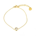 Bracciale in acciaio inossidabile placcato oro 18K con zircone e chiusura a moschettone - Bianco