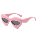Y2K style bubble cat eye sunglasses in Barbie pink frame with dark lenses - Pink Frame Dark Grey Lens