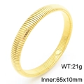 Polished golden Tubogas stretch bracelet with vertical stripes texture, 65x10mm size - Width 10mm (Inner Diameter 65mm) / Gold (KB183423-HM)