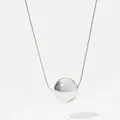 Minimalist silver spherical pendant necklace featuring a polished mirror-finish snake chain - Large Silver (PDD822)