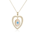 Elegante 18K vergoldete Halskette mit Evil Eye Anhänger und Zirkonia Herzdetail - 21861-Herz Böser Blick