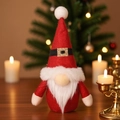 Gnomo de Navidad rojo con barba de piel sintética blanca y hebilla de cinturón dorada - Gnomo con cinturón rojo