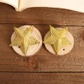 Set of two gold textured five-pointed star hanging ornaments for Christmas tree decor - 5cm Solid Star / 2 Pcs/Set / Gold