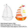 Sailboat silicone mold for fondant with dimensions 11.7x8.5x1.2cm and 60g weight details - 1# Sailboat (17-394) / Gray
