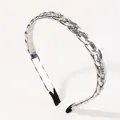 Close-up of silver metal chain headband with black protective tips for comfort - 7# Silver Extra Thick Alloy Chain Headband