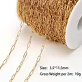 DIY jewelry 18k gold plated stainless steel paperclip chain 3.5x11.5mm link roll - 2 Meters/Bag / Gold (3.5mm)