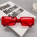 Lunettes de soleil rectangulaires rouges translucides pour femmes au style vintage - Rouge Transparent