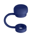 Dark blue silicone flower straw cover for 10mm straws with integrated dust cap - Deep Blue Cylinder