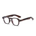 Classic tortoiseshell round frame sunglasses with silver rivet accents and tinted lenses - Black Tortoise Frame Anti-Blue Light C9