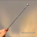 Sleek silver hair stick with liquid metal texture for buns, approx. 17.5cm length - F0572 Round Head - Silver