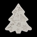Stampo in silicone a forma di albero di Natale con Babbo Natale, renne e fiocchi - Stile 1 / Grigio
