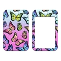Lanyard card holder with butterfly patterns in purple and blue gradient glitter finish - Gradient Butterfly Card Holder