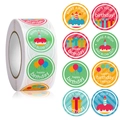 Rouleau de 8 autocollants colorés Happy Birthday pour emballages cadeaux et décorations de fête - 25mm / Style A