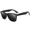Classic matte black square frame sunglasses with dark grey polarized lenses for unisex - Matte Black Frame Grey Lens
