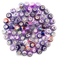 Detailed top view of assorted purple and blue large hole glass beads on white surface - Purple Multicolor / Purple (10g)