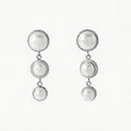 Eleganti orecchini in acciaio con tre perle bianche graduate incastonate in metallo argento - Argento (PD3574)