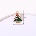 Green enamel Christmas tree alloy charm with gold trim and red star, 1.4cm by 2cm size - Dotted Christmas Tree Style 4