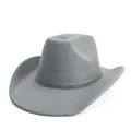 Chapeau de cowboy classique en feutre gris avec large bord roulé et calotte pincée - M (57cm) / Gris