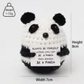 Handmade crochet panda plush holding a positive quote card for stress relief, 8cm tall - Panda A Card
