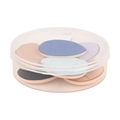 Set of 4 mini finger powder puffs in blue, beige, and black inside a clear plastic storage box - 7-Piece Set (Round Box)