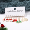 Christmas alloy earrings set with Santa, tree, and snowflake patterns on white card - 6-Pair Set (E0014-1)