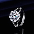 Silver S925 moissanite engagement ring with split shank and adjustable open band - 5 Carat [precision Craftsmanship] Ljz-120 / Adjustable Open