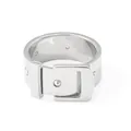 Creative silver belt buckle ring with stud details and high polish stainless steel finish - US 6 / Silver
