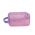 Pink mesh beach bag with purple trim and zipper for storing outdoor sand toys - Dopamine Toiletry Bag Pink 22x16x7cm