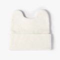 White knitted beanie with cat ear design in ribbed finish for warm outdoor winter wear - One Size / White