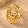 Artistic golden ring with multi-layer oval spiral design in a modern geometric style - Artistic Spiral Geometry (RS0022luowen)