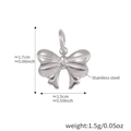 Silver stainless steel butterfly charm pendant with weight and size specifications - Steel Color Bow Pendant