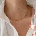 Minimalist French style 18K gold plated beaded ball chain necklace for women - Gold Beaded Chain