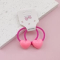 Pair of pink resin heart hair ropes for girls on a decorative strawberry paper card - Rose Red (1 Pair)