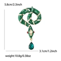 Spilla a serpente in smalto verde con strisce dorate e gemma a goccia, 5,8 cm - Verde