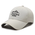 Light beige lightweight breathable mesh sports baseball cap with mountain embroidery - Adjustable / Off White