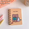 Mini A7 cute bear spiral notebook in cream apricot with double coil binding, 8x10.5cm - 2# Bear