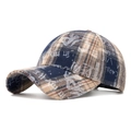 Plaid baseball cap in dark blue and khaki featuring graffiti-style letter prints - Adjustable / Blue Plaid