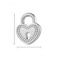 Silver heart lock pendant dimensions 1.4cm by 1.2cm showing precise product measurements - Silver Heart Lock-JP43567AW0