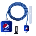 Pepsi theme silicone charger case set for 20W power adapter with blue cable wrap - Pepsi Cola / Five-Piece Set