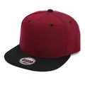 Cappello snapback hip-hop con corona bordeaux, visiera piatta nera e adesivo dorato - 56-60cm / Bordeaux/Nero
