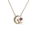 Golden moon goddess necklace with sparkling star pendant and colorful zircons - Gold Moon Goddess