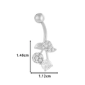 Silver cherry belly button ring with clear zircons and size markings 1.48cm by 1.12cm - Cherry Style (7#) / Silver