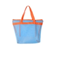 Light blue mesh beach bag with orange straps for kids toys and large capacity storage - Blue with Orange Strap Toiletry Bag 29x39cm