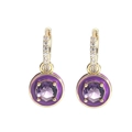 Boucles d'oreilles créoles dorées avec émail violet et cristaux scintillants - Or 18K / Violet