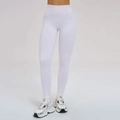 High-waisted yoga leggings in pure white with seamless front and breathable elastic fabric - S / Romantic Purple