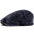Gorra plana de pana azul marino para hombre y mujer con acabado lavado y hebilla ajustable - Ajustable / Azul marino