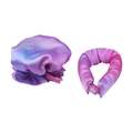Set cuffia da notte in raso tie-dye viola e rosa con elastico coordinato - Rosa Rosso Viola (Bigodino + Cuffia + Sacchetto OPP)